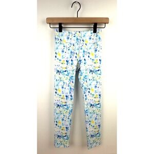 Crewcuts Active Girls Leggings NWT Size‎ 10 Blue Yellow White Watercolor Print